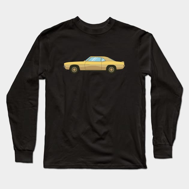 Chevy Camaro Illustration Tan Long Sleeve T-Shirt by Burro Wheel